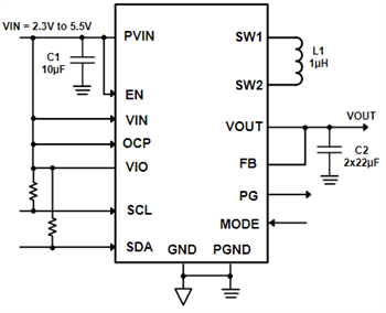 Application Circuit Diagram - Diodes Incorporated AP7220x DC-DC Buck-Boost Converters